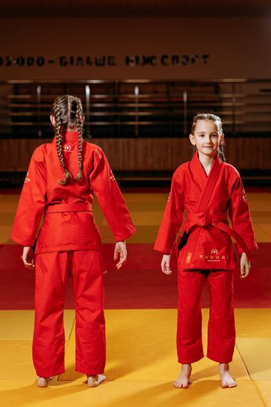 Червоне дитяче кімоно для дівчаток, грепплінг, TM BUDOGI, зріст 140 см, щільність 350 гр/м.кв. | Зображення 5