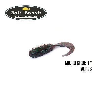 Силіконова приманка, Їстівний силікон Bait Breath Micro Grub 1" (15шт.) (Ur26 Junebug/green*seed)
