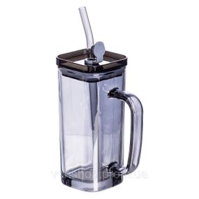 Кружка скляна з кришкою та трубочкою 280 (мл) чашка з трубочкою та кришкою на подарунок HP-19-53