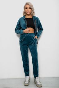 Спортивный костюм женский велюровый, цвет изумрудный, 257R4119