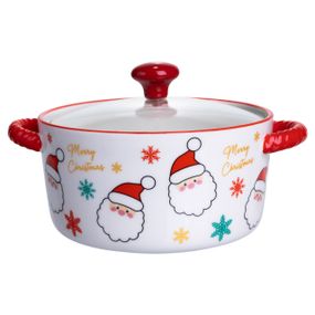 Супниця порцелянова Santa новорічна  800 (мл) з кришкою Yiwu FM-CS-9A