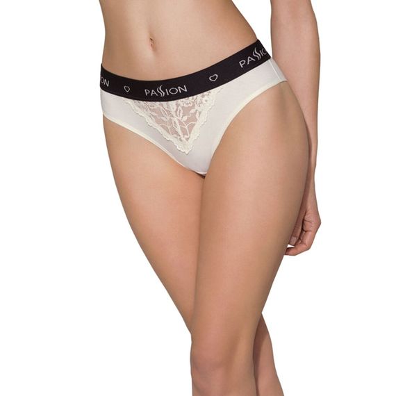 Трусики з широкою гумкою і мереживом Passion PANTIES ecru, M