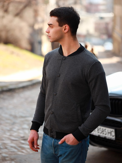 Бомбер пуговица антрацит S XS