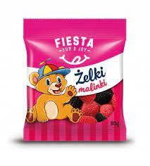 Конфеты желейные Fiesta Zelki малина, 80г, жевательные конфеты, Польша