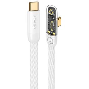 Дата кабель USAMS US-SJ584 Type-C to Type-C PD 100W Right-angle (1.2m) White