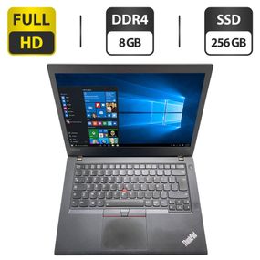 Ноутбук Б-клас Lenovo ThinkPad T470 / 14" (1920x1080) IPS / Intel Core i5-7200U (2 (4) ядра по 2.5 - 3.1 GHz) / 8 GB DDR4 / 256 GB SSD / HD Graphics 620 / WebCam б/в