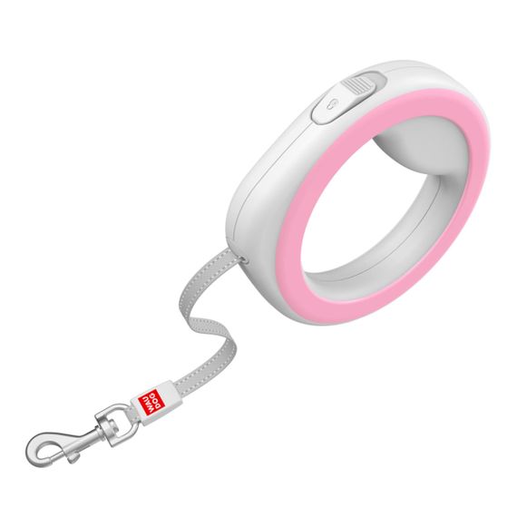 Поводок-рулетка для собак WAUDOG R-leash, круглая, XS-M, до 40 кг, 2,9 м, светоотражающая лента розовый | Зображення 3