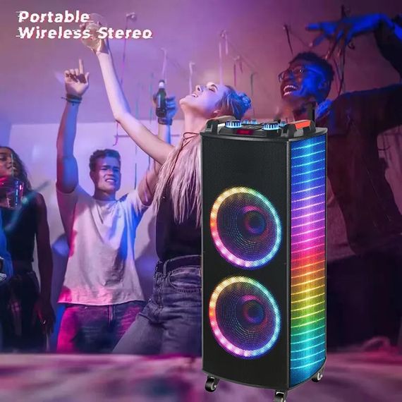 Система акустична портативна XPRO GZJBL100w-1212 зі світломузикою 2 бездротові мікрофони караоке (MER-15689_9244) | Зображення 3