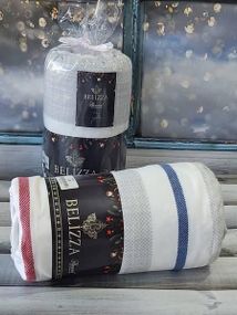 Простынь на резинке(160х200см) с наволочками(50х70см)  Belizza Striped mixel Фланель Хлопок