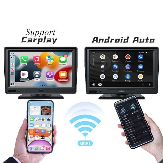 CarPlay, Універсальний 7-дюймовий автомобільний, мультимедійний відеоплеєр із задньою камерою, портативний монит | Зображення 9