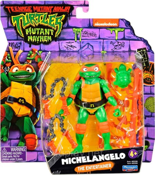 Фігурка Черепашки-ніндзя Мікеланджело 11 см Teenage Mutant Ninja Turtles Mutant Mayhem 4.25” Michelangelo TMNT Оригінал | Зображення 1