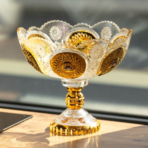 Ваза для фруктів скляна Gold Glass 22 см Yiwu HP-34-140 | Зображення 1