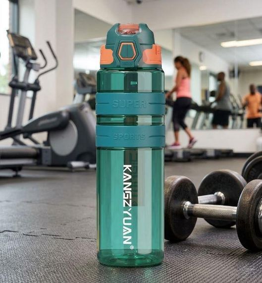 Спортивная бутылка для воды KANGZYUAN 700 мл Зеленая Тритановая (BPA Free), с клапаном и поилкой | Зображення 7
