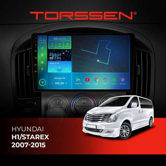 Штатна магнітола Torssen Hyundai H1/Starex 07-15 NF9 Carplay