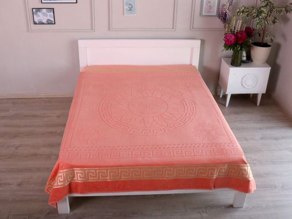 Махрове покривало 200х215см (Піке) Персикове | Зображення 1