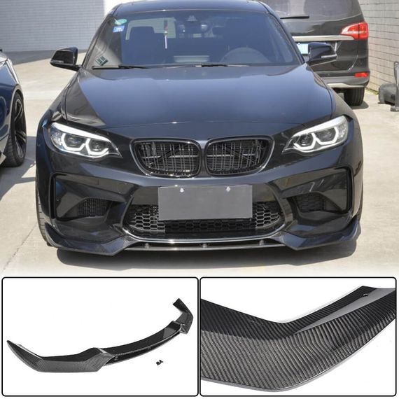 Накладка на передній бампер Lip V3 (для F87 M2, Карбон) для BMW 2 серія F22/23 2014-2021 рр | Зображення 1