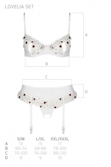 Сексуальний комплект з поясом для панчіх Passion LOVELIA SET XXL/XXXL, white Sex Aura | Зображення 6