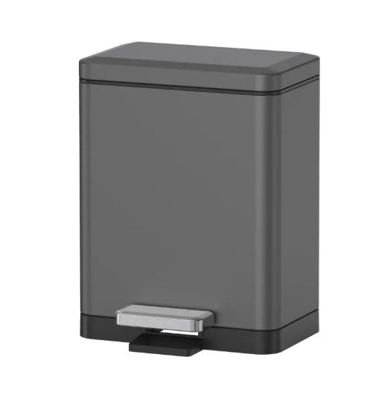 Відро для сміття Koer TC-010315-07 з плавним закриттям, прямокутне, 15 л, графіт (KR5604)