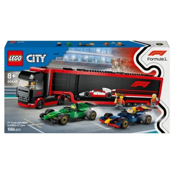 LEGO City Вантажівка Формули-1 з болідами Формули-1 RB20 та AMR24 60445
