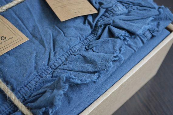 Постільна білизна Limasso Stonewashed Exclusive Ranforse 200 х 220 см Dress Blue (простирадло на резинці) | Зображення 1