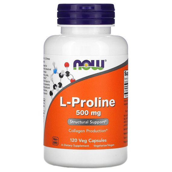 Пролін NOW Foods L-Proline 500 mg 120 Veg Caps