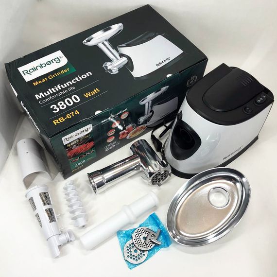 Мясорубка электрическая для мяса Rainberg RB-674 3000W, Мясорубка професиональна, Мясорубка BH-340 для овощей | Зображення 2
