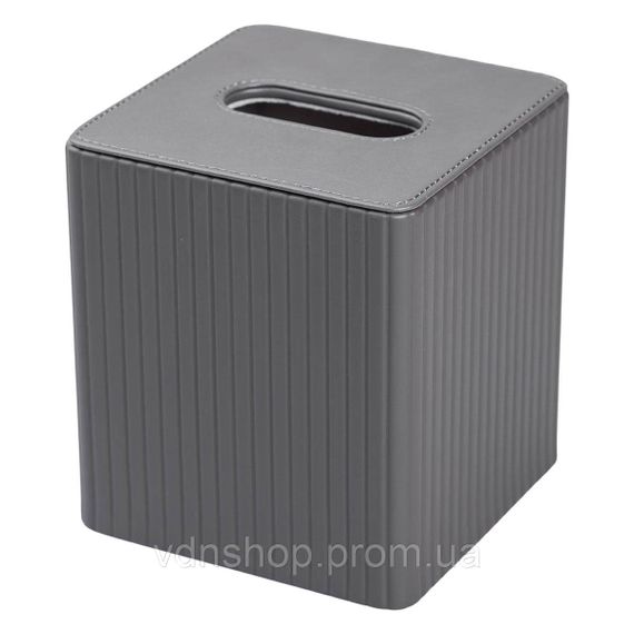 Серветниця з еко шкіри настільна 13х13х14.5 см органайзер для серветок Сірий HP-3-201G | Зображення 2