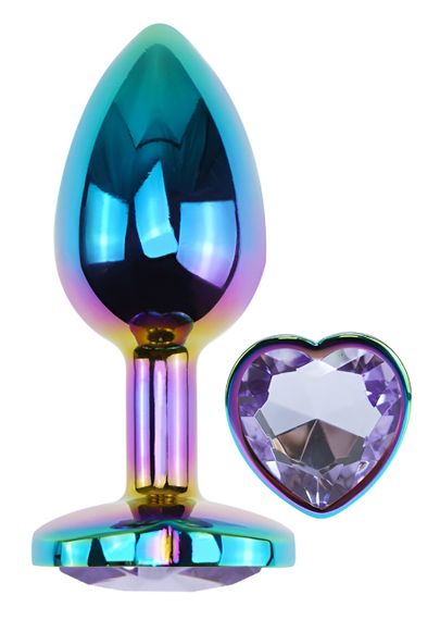 Анальна пробка з кристалом EGZO - Multicolor Heart Plug Amethyst size M Sex Aura | Зображення 1