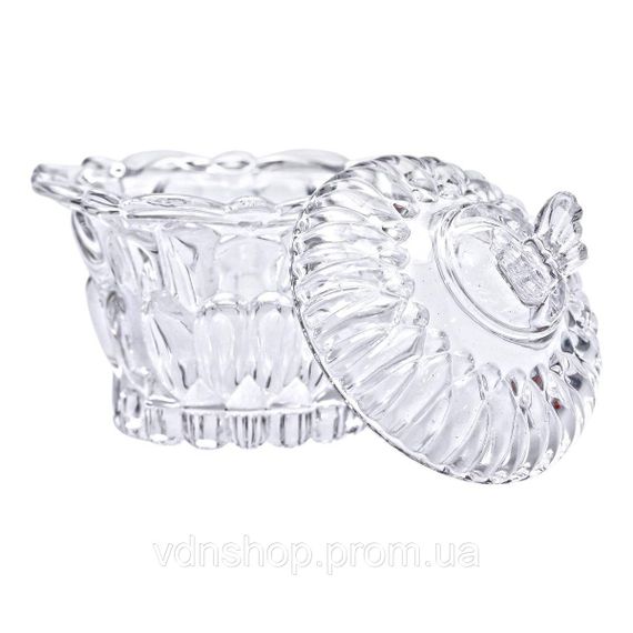 Цукерниця скляна Ø9 см цукерниця кругла з кришкою прозора HP-4-114 | Зображення 1