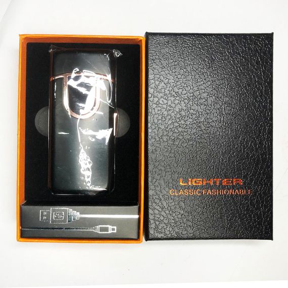 USB+ Газова запальничка з індикатором заряду, дві блискавки. WM-666 Колір чорний | Зображення 6