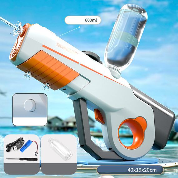 Водяний акумуляторний автомат Water Gun 8002C (600ml) with lithium battery White / Orange | Зображення 1