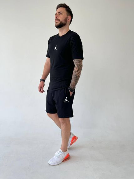 Мужской легкий летний костюм двойка с шортами, размер 52, цвет черный | Зображення 3