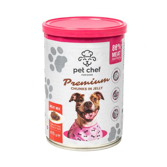 Вологий корм для собак Pet Chef шматочки в желе  М ясний мікс 415 г | Зображення 4