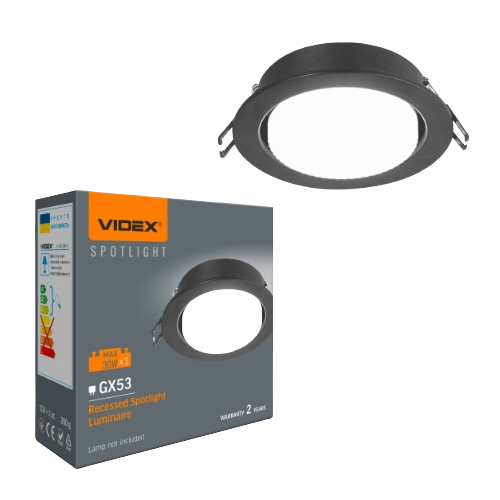 LED Світильник врізний під лампу GX53 чорний VL-SPF27R-B Videx | Зображення 1
