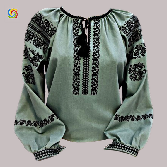 Рубашка Украинская вышиванка  318611 цвет оливковый размер XXL/3XL