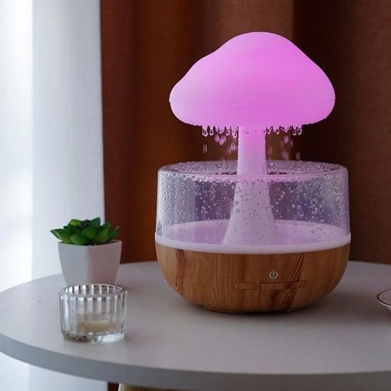 Нічник-зволожувач з ефектом дощу Cloud Rain Humidifier, Аромадіфузор зволожувач повітря для дому | Зображення 4
