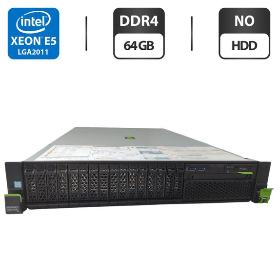 Сервер Fujitsu Primergy RX2540 M2 2U Rack / 2x Intel Xeon E5-2650 v4 (12 (24) ядер по 2.2 - 2.9 GHz) / 64 GB DDR4 / NO HDD / iRMC S4 / 2x 800W б/у