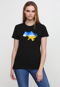 Футболка жіноча чорна з принтом "Home", 2XL