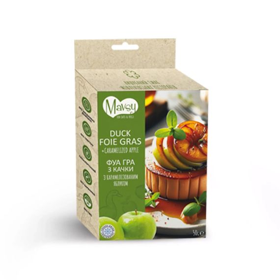 Ласощі для собак від 3-х місяців Mavsy Freeze dried DUCK FOIE GRAS WITH CARAMELIZED APPLE фуа-гра з качки з карамелізованим яблуко