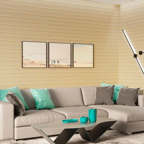 Самоклеюча 3D панель під бежеву цеглу в рулоні 20000x700x3мм (R009-3-20) SW-00001195 | Зображення 5