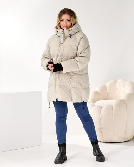 Світла тепла куртка преміум якості батал