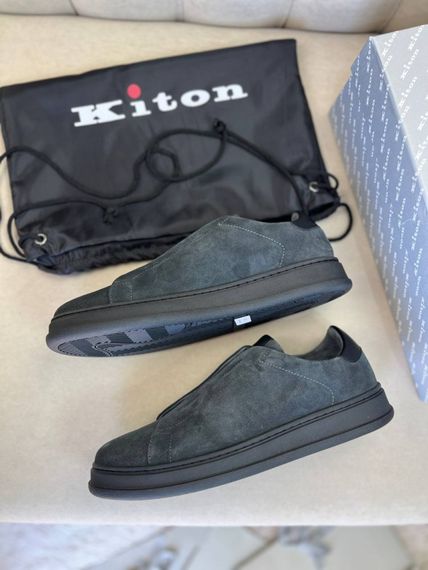Сліпони Kiton без шнурівки темно-сірі ob426 | Зображення 5