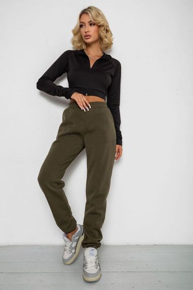 Спортивные штаны женские на флисе  -уценка, цвет хаки, 238R57828-U-25 | Зображення 1