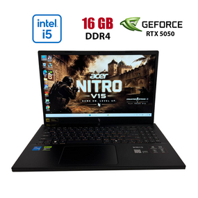 Ігровий ноутбук Acer Nitro V15 ANV15-52 / 15.6" (1920x1080) IPS / Intel Core i5-13420H (8 (12) ядер по 2.1 - 4.6 GHz) / 16 GB DDR4 / 512 GB SSD / nVidia GeForce RTX 5050, 8 GB GDDR7, 128-bit / WebCam б/в