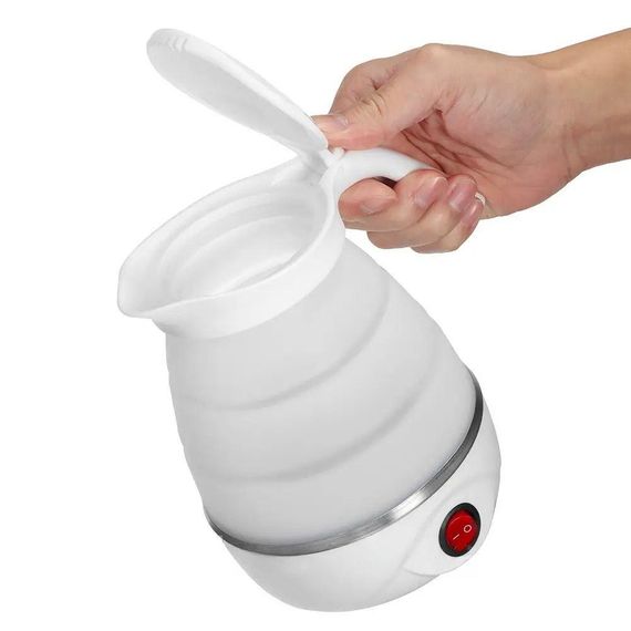 Складной силиконовый электрочайник 600 мл, YS-2008, Белый / Портативный дорожный мини-чайник | Зображення 6