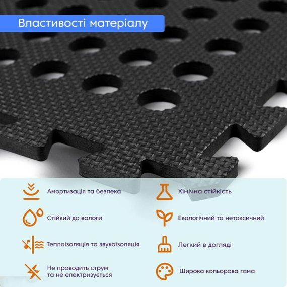 Підлога пазл перфорована - модульне покриття чорне 625x625x10мм (МР50) SW-00000660 | Зображення 1