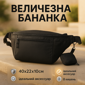 Бананка чоловіча без принта, Чоловіча містка бананка Повсякденна сумка на груди TN-75