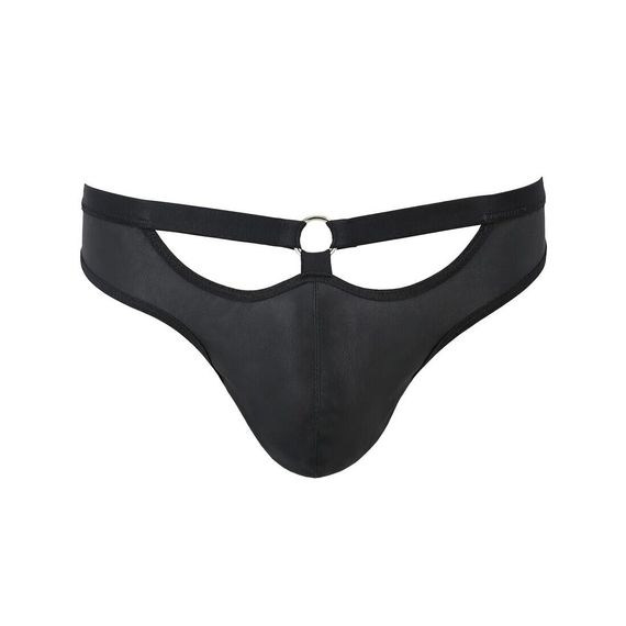 Чоловічі сліпи з вирізами Passion 041 SLIP JOE S/M, Black екошкіра, відкриті сідниці | Зображення 4