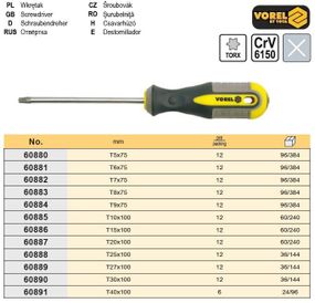 Отвертка TORX Польша Т8х75 мм CrV VOREL-60883