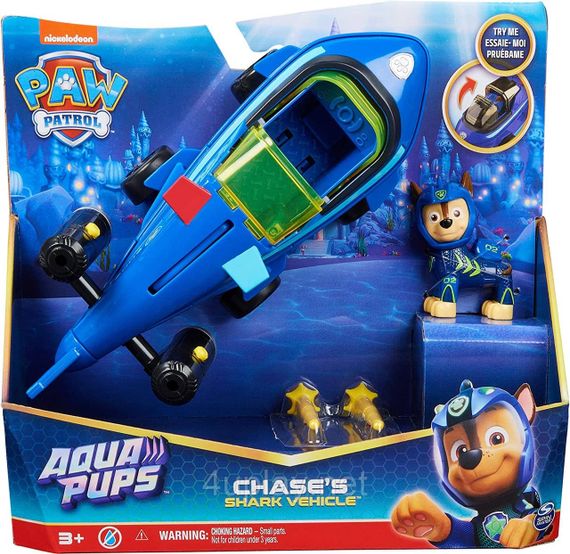 Щенячий Патруль рятувальна машина-трансформер човен Гончика Paw Patrol Aqua Pups Chase Transforming Shark | Зображення 1
